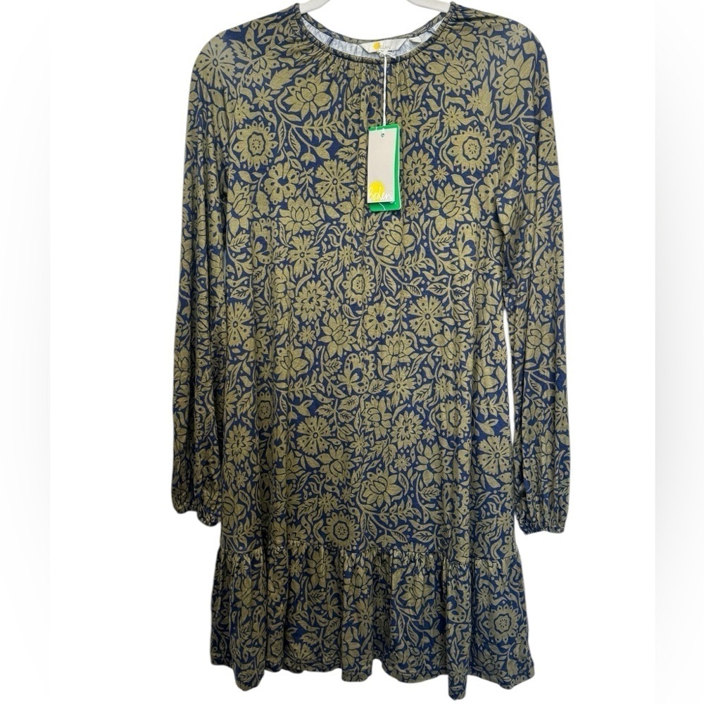 NWT Boden Crew Neck Green Basil Foliage Swing Mini Dress Women's Size 6